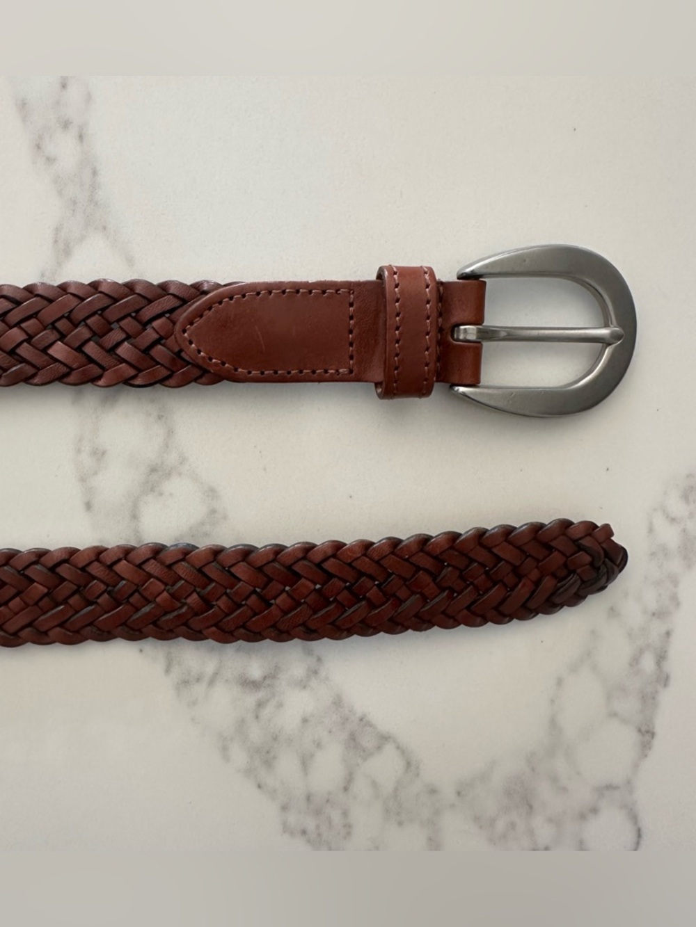 Vintage Coach 8518 Braided Leather Belt Oval Buckle Brown, Brushed Silver Small - Picture 9 of 9